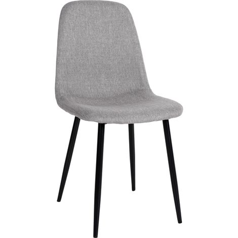 Chaise de salle à manger design simple avec pieds en métal noir assise en tissu gris clair 100002074 (1/5)