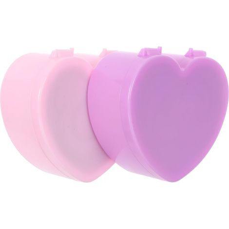 2pièces Boîte à Bijoux Cœur Double Compartiment pour Filles avec Miroir et Rangement pour Accessoires de Cheveux (1/5)