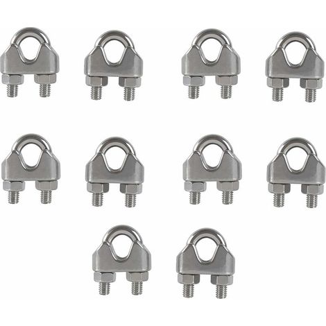M6 Cable Ties U Clip Bolt Cable Clip 304 Stainless Steel Cable Clamp Saddle Wire Rope Clips for Outdoor Clothes Drying Rack 10PCS (1/5)