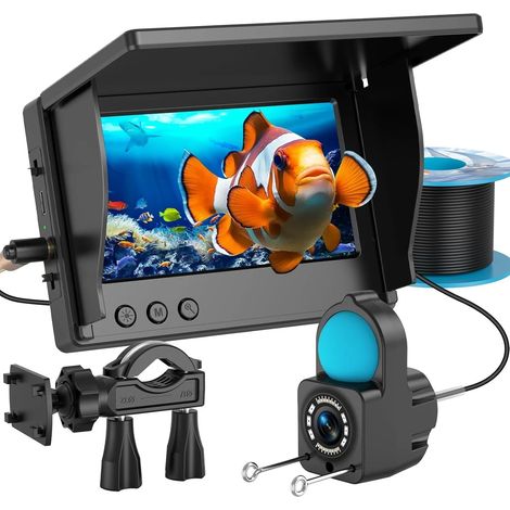 Caméra d'inspection endoscopique, endoscope HD 1080P avec écran LCD 4,3 pouces, étanche IP68, 6 LED réglables, câble semi-rigide de 15 m, batterie rechargeable 5000 mAh