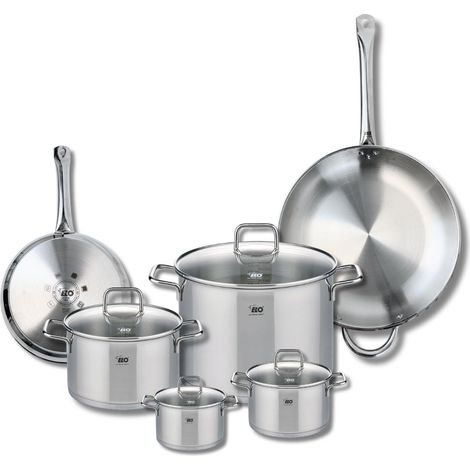 Ensemble de 2 Poêles de cuisson 24 et 32 cm et 4 faitouts 12, 14, 20 et 26 cm Elo Profi Citrin (1/5)