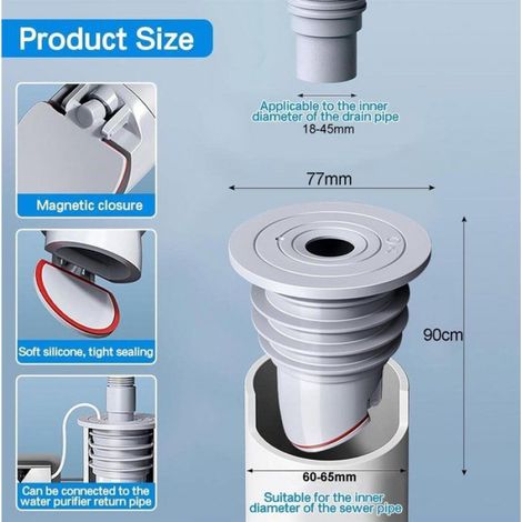 Bouchon D'étanchéité D'évacuation En Silicone, Pour Tuyau 60-65 Mm, Anti-odeur, Pour Lave-linge, Cuisine, Salle De Bain (1/4)
