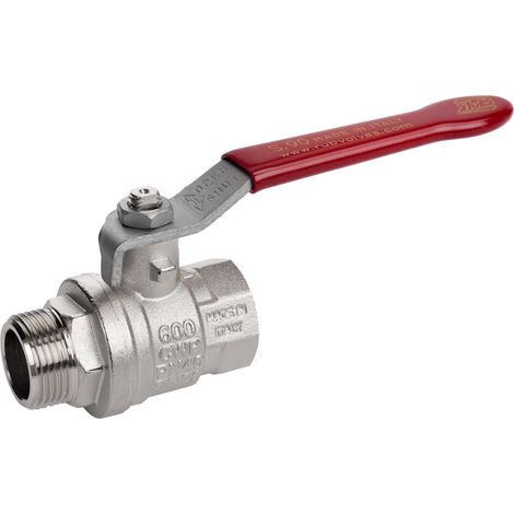Robinet à boisseau sphérique haute pression en Laiton BSPP 3/8" Poignée Rouge 2 voies ( Prix pour 1 ) (1/3)