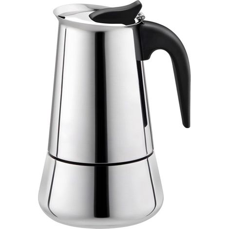 Cafetière italienne 2 tasses 100 ml en acier inoxydable – Soupape de sécurité – Compatible cuisinières à induction et gaz