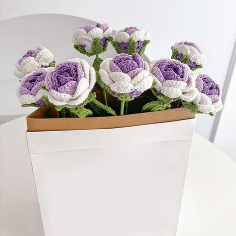 Rose Artificielle - Fleur En Laine Tissée À La Main - Décoration Intérieure Et Fêtes - Lot De 1 (1/3)