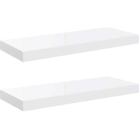 vidaXL Estante flotante de pared 2 uds MDF blanco brillo 60x23,5x3,8cm (1/2)