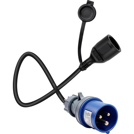 Adaptateur CEE Mâle vers Prise Schuko Femelle, Adaptateur Prise Camping Car Câble de 60cm H07RN-F3G 2,5 mm² Protection IP44, 250V 16A Adaptateur CEE pour Camping Car, Caravane, Chantier et Extérieur (1/5)