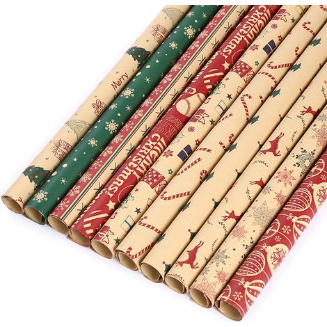 Papier d'emballage cadeau, papier Kraft épais respectueux de l'environnement, éléments de noël, emballage de boîte pour noël, anniversaire, mariage (1/5)