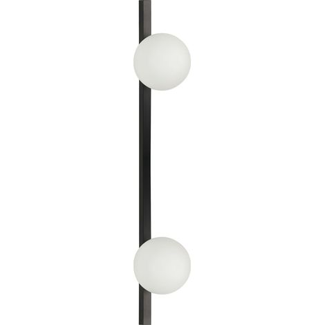 Lampada da parete con 2 paralumi in vetro base nera in ferro Isabella