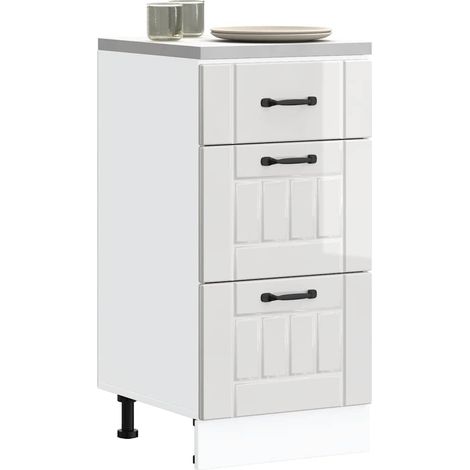 Kitchen Base Cabinet "Lucca" High Gloss White Engineered Wood vidaXL