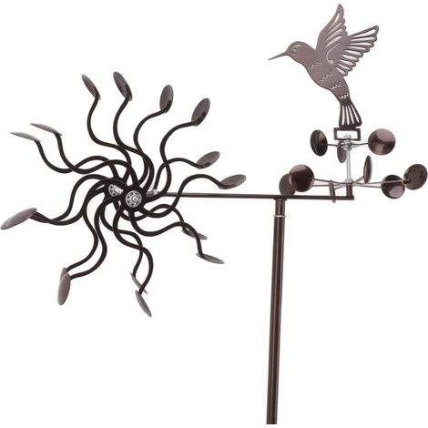 Girouette en fer forgé en forme de colibri, sculpture éolienne en métal pour jardin, pelouse, terrasse ou patio (1/5)