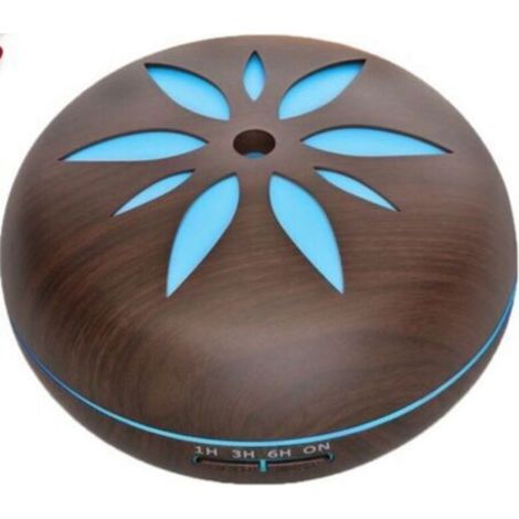 550ml Ultrasonic Aromatherapy Diffuser, Humidifier, 7-Color LED Light Strip, Dark Wood (1/4)