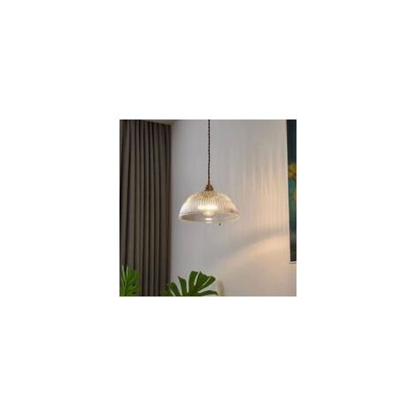 Lustre créatif en verre en forme de bol, abat-jour suspendu créatif en verre rayé, plafonnier avec douille E27 – RAPANDA (1/5)