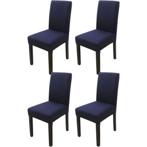 Housse de chaise à dossier haut bleu marine 4 pièces, 383847cm, moderne, élastique et lavable, adaptée aux salles à manger et aux cuisines (1/5)
