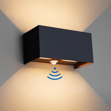 24W LED Applique Murale intérieur/Extérieur avec Détecteur de Mouvement,Éclairage Mural Etanche IP65 3000K blanc chaud,Appliques Murales avec Angle de Faisceau Réglable,Anthracite (1/5)