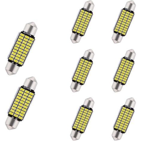 BUNTHAUS PA 8-teilige Auto-LED-Lampen, Canbus fehlerfrei, 39 mm, 12 V, 6500 K, 600 lm, 33MSD-3014-Chipsätze, LED-Lampen, CW5-Innenraum-Kartenbeleuchtung, Nummernschildlampe, weiß (1/4)