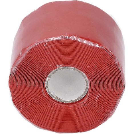 Ruban adhésif de réparation en caoutchouc silicone, 5 m de long, 50 mm de large, 0,8 mm d'épaisseur, pour tuyaux d'eau, rouge, référence 2025 (1/5)