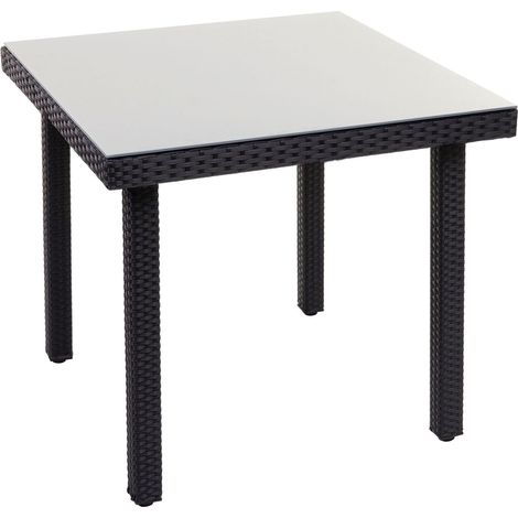Table de jardin 80 x 80 cm avec plateau en verre poly rotin noir structure acier 040010927 (1/5)