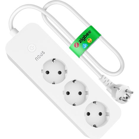 Barre D’Alimentation ZigBee 16A, Hub ZigBee Requis, Multiprise 3 Prises avec Suivi Énergétique, Câble 1,8 M, Contrôle Via Application, Compatible Zigbee2MQTT (1/5)