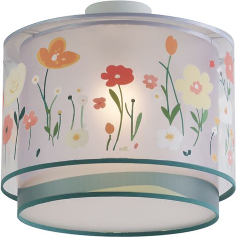 QAZQA Children's Ceiling Light White with Flowers - Harrie