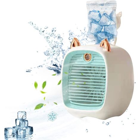 Ventilateur de bureau brumisateur bleu spray eau humidificateur mini ventilateur portable intérieur extérieur maison bureau été silencieux (1/5)