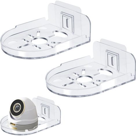 Set mit 2 Wandhalterungen für Kameras, bohrfreie Wandmontage, universelle Klebehalterung für Babyphone, Innen- und Außenüberwachung, transparent (1/5)