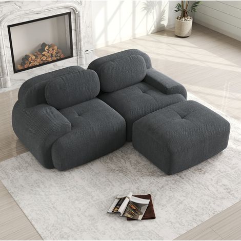 canapé salon modulable gris cord 32D sans montage OKMYHOME (1/5)