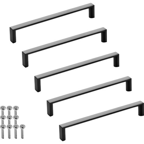 SOTECH Möbelgriff Bügelgriff Blackline XI schwarz matt Schubladengriff Schrankgriff inkl. Schrauben - Bohrlochabstand (BA) 160 mm, 5 Stück