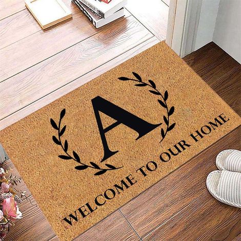 Tapis De Seuil - Tapis D'Entrée 60 x 40 cm - Pour Intérieur Et Extérieur - Antidérapant - Motif Lettre Personnalisable - 1 Pièce (1/4)