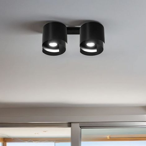 Deckenleuchte Schwarz Metall 2-flammig 40 cm lang GU10 Deckenlampe