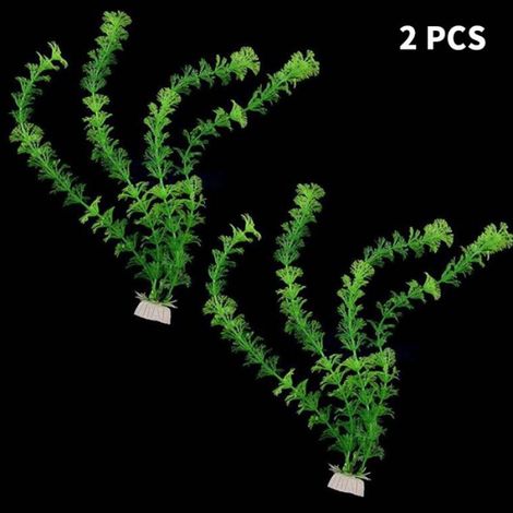 Plante de Simulation d'aquarium,décoration artificielle en plastique,mauvaises herbes d'eau,herbe verte artificielle-2PCS
