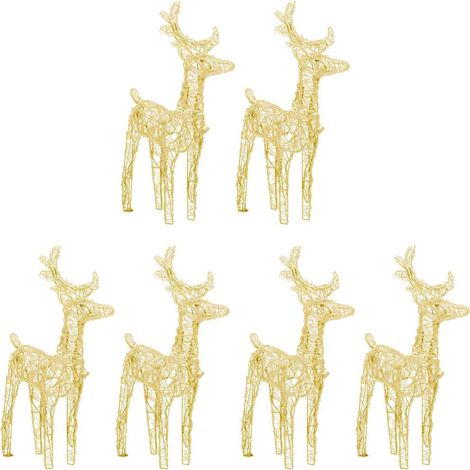 vidaXL Renos de Navidad 6 unidades 240 LEDs blanco cálido acrílico (1/2)