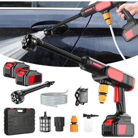 – Nettoyeur haute pression 800W 60 bars – 2 batteries 4000mAh – Débit 8 L/min – Longueur tuyau 5 m – Buse 6-en-1 pour nettoyage et arrosage (1/5)