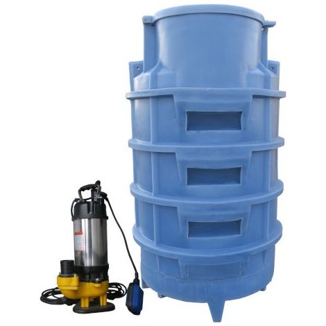 Station de relevage 1000 l, 1,76 m 1 pompe 550W 250l-min 10m