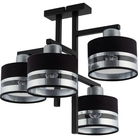 Plafonnier Pro 4xE27 moderne design noir/argent Sigma