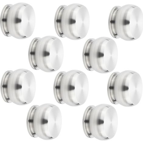10 Stück Möbelknöpfe MANCHESTER Ø 30 mm Höhe 24 mm Edelstahl gebürstet Knopfgriffe Küchengriff