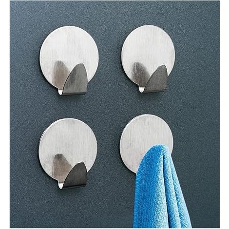 Runde, selbstklebende Metallhaken für Zuhause – 4 Stück, Bad und Küche – Wandmontierte Klebehaken für Gegenstände, Handtuchhalter – Haken (1/5)