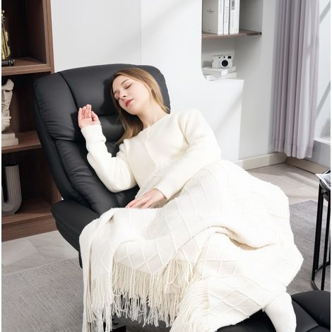 Poltrona relax reclinabile girevole con pouf OKMYHOME (1/4)