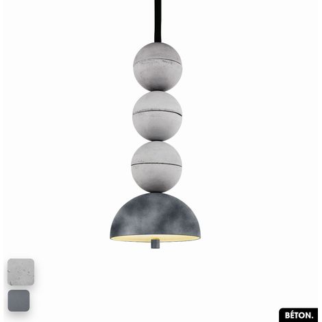 Lampe de suspension en béton velours - BOSFOR CONCRETE VELVET BLANC - GRIS 3 BALLES LED 14W (1/2)