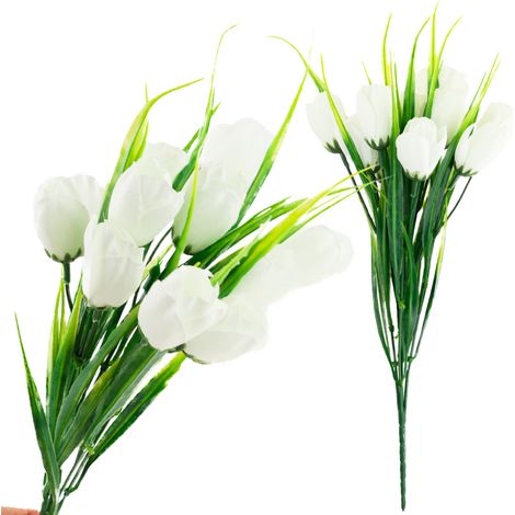 Künstlicher Krokusstrauß CV35281-1 weiß 10 Köpfe 35 cm Frühling 5 Zweige (1/5)