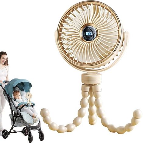 Ventilateur de luxe pour poussette - Beige - 2000 mAh - 5 vitesses (1/5)