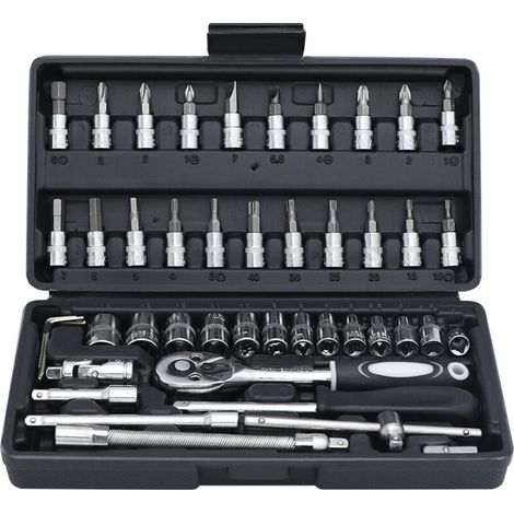 46-teiliger 1/4-Zoll-Steckschlüsselsatz, mechanisches Werkzeugset für Heim- und Kfz-Reparaturen (1/4)