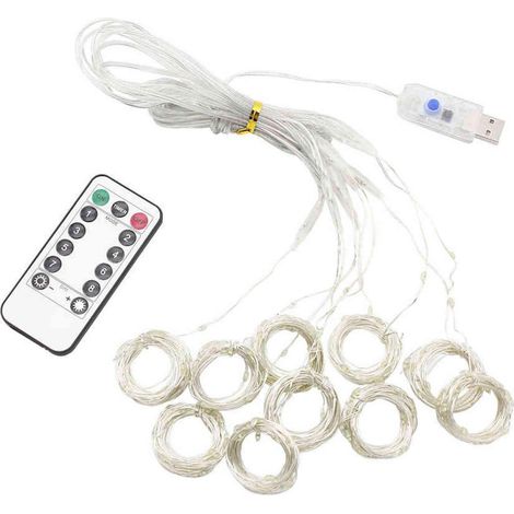 Rideau LED alimenté par USB - Lumière froide (1/2)