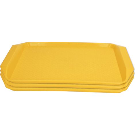 3er-Pack dicke, rechteckige, hitzebeständige Cafeteria-Tabletts – stapelbar, leuchtend gelb für Hotel oder Restaurant (1/5)