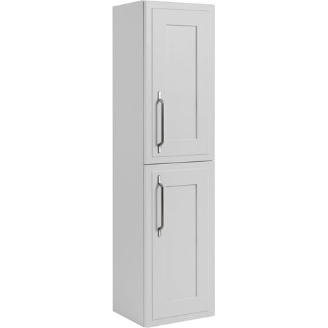 Mobiletto da bagno, bianco, 35 x 136 x 27 cm, maniglia argento (1/3)