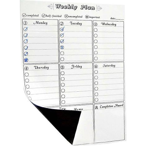 Agenda hebdomadaire magnétique pour tableau blanc, aimant pour réfrigérateur, agenda hebdomadaire magnétique, planificateur de gestion du temps (1/5)