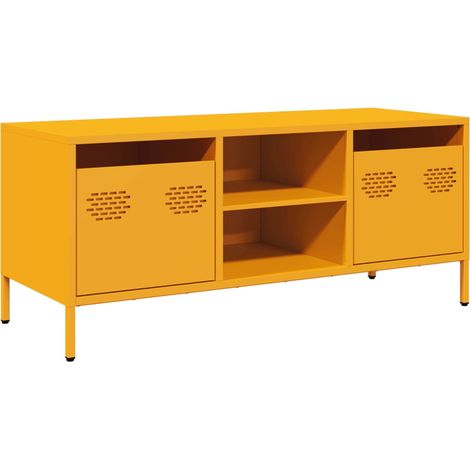 Meuble TV，Banc TV，Armoire TV jaune moutarde 101,5x39x43,5 cm acier laminé à froid CFW638611 (1/5)