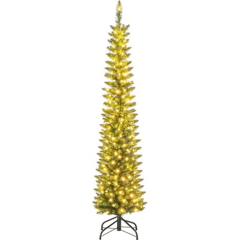 Sapin de Noël artificiel de 180 cm avec guirlandes lumineuses LED
