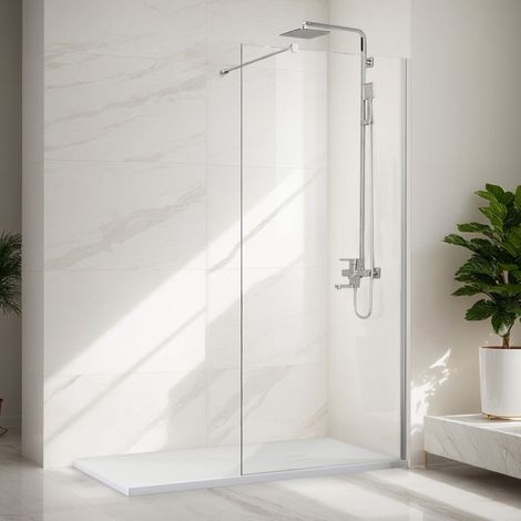 Walk-in Shower Screen,8mm Toughened Safety Glass,Easy Clean Wetroom Shower Enclosure,Chrome,1000mm+300mm (1/5)