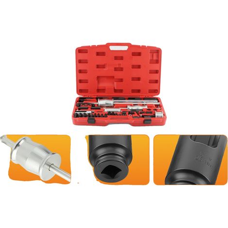 40-teiliges Werkzeugset zum Ausbau von Diesel-Einspritzdüsen, kompatibel mit verschiedenen Diesel-Einspritzdüsen, Kohlenstoffstahl, Gewicht 3,9 kg, professionelle Installation empfohlen (1/5)